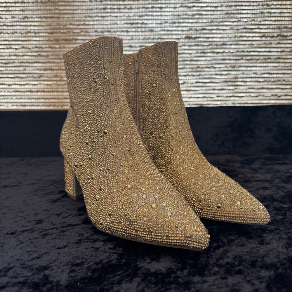 Betsey Johnson Glittering Gold Ankle Booties
